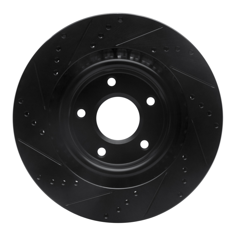 Cadillac XLR Brake Rotor (1) - Front Right - R1 Concepts - Drilled & Slotted - Black - `05-`13